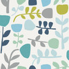 4066-26536 Juni Teal Abstract Tulips Wallpaper Scandinavian Style Non Woven Unpasted Wall Covering Hannah Collection from A-Street Prints by Brewster made in Great Britain
