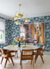 4066-26524 Karina Blue Wildflower Garden Wallpaper Farmhouse Style Non Woven Unpasted Wall Covering Hannah Collection from A-Street Prints by Brewster made in Great Britain