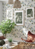 4066-25123 Jonah Green Leaf Trail Wallpaper Farmhouse Style Non Woven Unpasted Wall Covering Hannah Collection from A-Street Prints by Brewster made in Great Britain