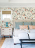 4066-25122 Jonah Multicolor Leaf Trail Wallpaper Farmhouse Style Non Woven Unpasted Wall Covering Hannah Collection from A-Street Prints by Brewster made in Great Britain