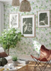 4066-26565 Jonah Light Green Leaf Trail Wallpaper Farmhouse Style Non Woven Unpasted Wall Covering Hannah Collection from A-Street Prints by Brewster made in Great Britain