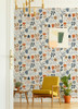 4066-26535 Juni Orange Abstract Tulips Wallpaper Scandinavian Style Non Woven Unpasted Wall Covering Hannah Collection from A-Street Prints by Brewster made in Great Britain