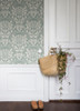 4080-83129 Berit Blue Floral Crest Bohemian Style Wallpaper Non Woven Unpasted Wall Covering Ingrid Collection from A-Street Prints by Brewster Made in Sweden