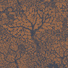 4080-83106 Olle Navy Coral Orange Forest Sanctuary Scandinavian Style Wallpaper Non Woven Unpasted Wall Covering Ingrid Collection from A-Street Prints by Brewster Made in Sweden