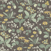 4080-92133 Magdalena Charcoal Green Gold Black Dandelion Farmhouse Style Wallpaper Non Woven Unpasted Wall Covering Ingrid Collection from A-Street Prints by Brewster Made in Sweden
