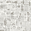 3119-13082 Underwood Taupe Vintage Newspaper Wallpaper Vintage Style Prepasted Non Woven Blend Wall Covering Kindred Collection from Chesapeake by Brewster Made in United States