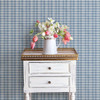 3119-02146 Tristan Navy Prairie Gingham Wallpaper Farmhouse Style Prepasted Non Woven Blend Wall Covering Kindred Collection from Chesapeake by Brewster Made in United States