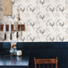 3119-13021 Hank Grey Rooster Wallpaper Country Style Prepasted Non Woven Blend Wall Covering Kindred Collection from Chesapeake by Brewster Made in United States