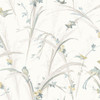 3119-19329 Meadowlark Light Grey Botanical Wallpaper Traditional Style Prepasted Non Woven Blend Wall Covering Kindred Collection from Chesapeake by Brewster Made in United States