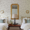 3119-02193 French Nightingale Taupe Floral Scroll Wallpaper Vintage Style Prepasted Non Woven Blend Wall Covering Kindred Collection from Chesapeake by Brewster Made in United States