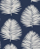 SL80712 Island PalmMidnight Sky Blue Wallpaper Coastal Style Wall Covering The Simple Life Collection by Seabrook Designs Made in Netherlands