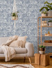 SL80212 Linework MazeImperial Blue Wallpaper Contemporary Style Wall Covering The Simple Life Collection by Seabrook Designs Made in Netherlands