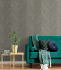 TS82107 Chevron Wood Veneer Brown Wallpaper Contemporary Style Type II 20 oz. Vinyl Wall Covering Even More Textures Collection by Seabrook Designs Made in United States
