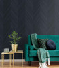 TS82102 Chevron Wood Baikal Blue Wallpaper Contemporary Style Type II 20 oz. Vinyl Wall Covering Even More Textures Collection by Seabrook Designs Made in United States