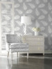 LN20315 Tossed Palm Harbor Mist Gray Wallpaper Coastal Style Self-Adhesive Vinyl Wall Covering from Lillian August Made in United States