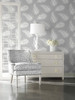LN20315 Tossed Palm Harbor Mist Gray Wallpaper Coastal Style Self-Adhesive Vinyl Wall Covering from Lillian August Made in United States