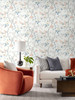 LN21301 Floral Trail Melon Carolina Blue Wallpaper Traditional Style Self-Adhesive Vinyl Wall Covering from Lillian August Made in United States