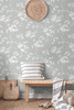 LN30508 Floral Mist Alloy Gray Wallpaper Contemporary Style Self-Adhesive Vinyl Wall Covering from Lillian August Made in United States