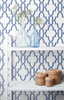 LN21102 Coastal Lattice Riviera Blue Wallpaper Coastal Style Self-Adhesive Vinyl Wall Covering from Lillian August Made in United States