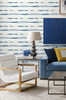 LN20602 Horizon Stripe Blue Oasis Wallpaper Contemporary Style Self-Adhesive Vinyl Wall Covering from Lillian August Made in United States