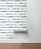 LN20602 Horizon Stripe Blue Oasis Wallpaper Contemporary Style Self-Adhesive Vinyl Wall Covering from Lillian August Made in United States