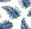 LN20312 Tossed Palm White Navy Blue Wallpaper Coastal Style Self-Adhesive Vinyl Wall Covering from Lillian August Made in United States