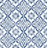 LN21212 Porto Tile Riviera Blue Wallpaper Coastal Style Self-Adhesive Vinyl Wall Covering from Lillian August Made in United States