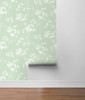 LN30504 Floral Mist Seacrest Green Wallpaper Contemporary Style Self-Adhesive Vinyl Wall Covering from Lillian August Made in United States