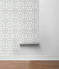 LN30308 Villa Mar Tile Harbor Mist Gray Wallpaper Coastal Style Self-Adhesive Vinyl Wall Covering from Lillian August Made in United States