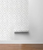 LN21205 Porto Tile Harbor Mist Gray Wallpaper Coastal Style Self-Adhesive Vinyl Wall Covering from Lillian August Made in United States