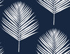 LN20032 Maui Palm Midnight White Blue Wallpaper Coastal Style Self-Adhesive Vinyl Wall Covering from Lillian August Made in United States