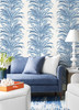 LN30102 Keana Palm Coastal Blue Wallpaper Coastal Style Self-Adhesive Vinyl Wall Covering from Lillian August Made in United States