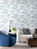 LN21302 Floral Trail Bluestone Blue Wallpaper Traditional Style Self-Adhesive Vinyl Wall Covering from Lillian August Made in United States