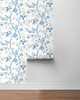 LN21302 Floral Trail Bluestone Blue Wallpaper Traditional Style Self-Adhesive Vinyl Wall Covering from Lillian August Made in United States