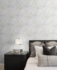 SG11905 Birds of Paradise Pearl Metallic Silver Tropical Style Wallpaper Self-Adhesive Vinyl Wall Covering Stacy Garcia Home Collection by The Sojourn Made in United States