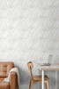 SG11905 Birds of Paradise Pearl Metallic Silver Tropical Style Wallpaper Self-Adhesive Vinyl Wall Covering Stacy Garcia Home Collection by The Sojourn Made in United States