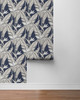 SG11902 Birds of Paradise Navy Metallic Pewter Blue Tropical Style Wallpaper Self-Adhesive Vinyl Wall Covering Stacy Garcia Home Collection by The Sojourn Made in United States