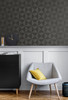SG11710 Geo Inlay Charcoal Black Contemporary Style Wallpaper Self-Adhesive Vinyl Wall Covering Stacy Garcia Home Collection by The Sojourn Made in United States
