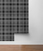 SG10010 Rad Plaid Onyx Black Contemporary Style Wallpaper Self-Adhesive Vinyl Wall Covering Stacy Garcia Home Collection by The Sojourn Made in United States