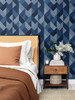SG11102 Marquetry Blue Lagoon Contemporary Style Wallpaper Self-Adhesive Vinyl Wall Covering Stacy Garcia Home Collection by The Sojourn Made in United States