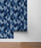 SG11102 Marquetry Blue Lagoon Contemporary Style Wallpaper Self-Adhesive Vinyl Wall Covering Stacy Garcia Home Collection by The Sojourn Made in United States