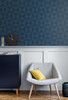 SG11712 Geo Inlay Denim Blue Contemporary Style Wallpaper Self-Adhesive Vinyl Wall Covering Stacy Garcia Home Collection by The Sojourn Made in United States