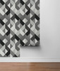 SG11100 Marquetry Greystone Black  Contemporary Style Wallpaper Self-Adhesive Vinyl Wall Covering Stacy Garcia Home Collection by The Sojourn Made in United States