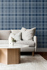 SG10002 Rad Plaid Denim Blue Contemporary Style Wallpaper Self-Adhesive Vinyl Wall Covering Stacy Garcia Home Collection by The Sojourn Made in United States