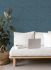 4014-26460 Exhale Denim Blue Texture Faux Grasscloth Wallpaper Non Woven Unpasted Wall Covering Seychelles Collection from A-Street Prints by Brewster Made in Great Britain