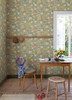 4111-63018 Midsommar Sage Floral Medley Wallpaper Scandinavian Style Unpasted Non Woven Wall Covering Briony Collection from A-Street Prints by Brewster Made in Sweden