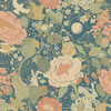 4111-63013 Växa Teal Rabbits & Rosehips Wallpaper Whimsical Style Unpasted Non Woven Wall Covering Briony Collection from A-Street Prints by Brewster Made in Sweden