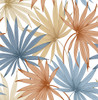 LN31001 Tropic Palm Toss Charlotte Blue Soft Melon Wallpaper Tropical Style Self-Adhesive Wall Covering from Lillian August Made in United States