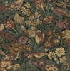 PR11708 Bird Floral Prepasted Mahogany Graphite Brown Wallpaper Vintage Style Prepasted Paper (Coated) Wall Covering by Prepasted Online from Seabrook Designs