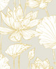 PR11308 Lotus Floral Prepasted Gray Gold Wallpaper Contemporary Style Prepasted Paper (Coated) Wall Covering by Prepasted Online from Seabrook Designs